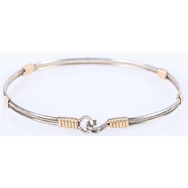 14K & STERLING SILVER DAINTY HOOK CLASP BANGLE