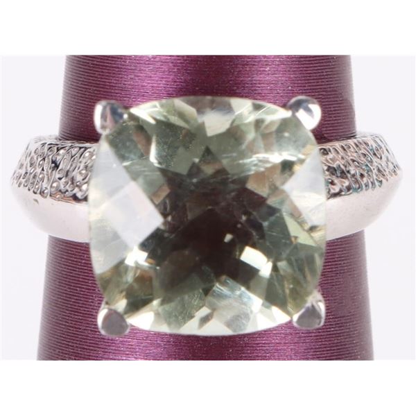 10MM LIGHT GREEN TOURMALINE STERLING SILVER RING