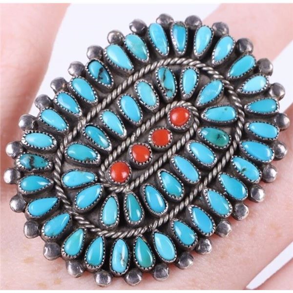 STERLING SILVER TURQUOISE NAVAJO V.M.R LADIES RING