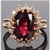 Image 1 : 18K YELLOW GOLD GARNET DIAMOND LADIES RING