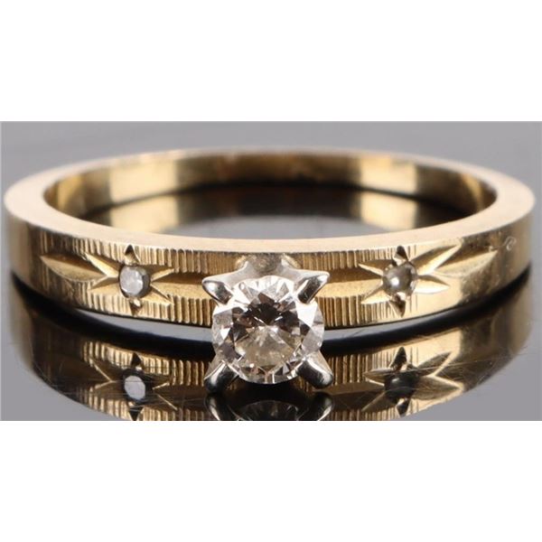 18K YELLOW GOLD 0.20CT DIAMOND LADIES RING