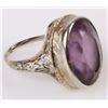 Image 4 : 18K WHITE GOLD FILIGREE AMETHYST LADIES RING