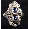 Image 1 : ART DECO 18K WHITE GOLD DIAMOND LONDON TOPAZ RING