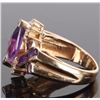 Image 2 : AMETHYST & DIAMOND 14K YELLOW GOLD LADIES RING