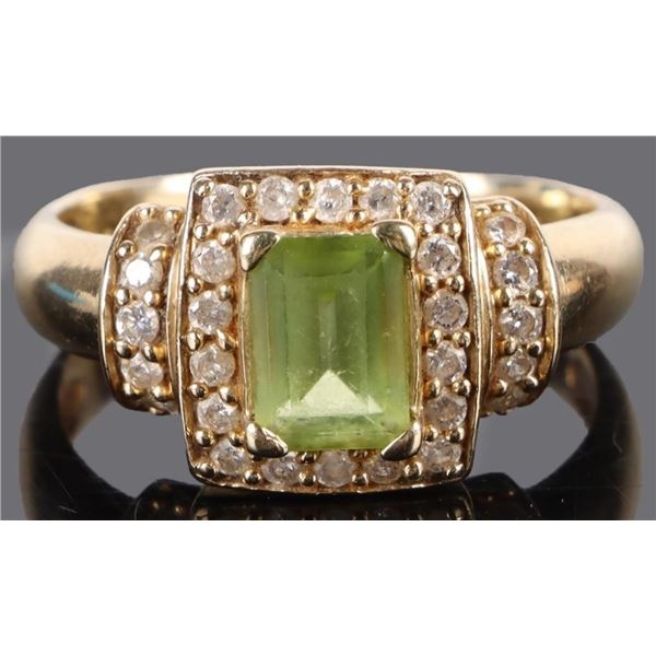 14K YELLOW GOLD DIAMOND CHRYSOPRASE RING