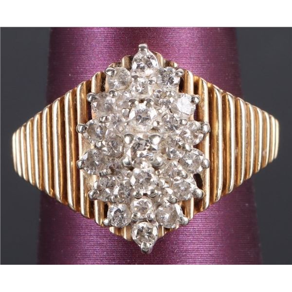 ~0.70CTW DIAMOND 14K YELLLOW GOLD CLUSTER RING