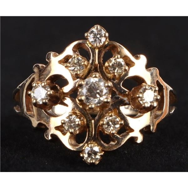 14K YELLOW GOLD DIAMOND LADIES RING