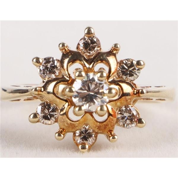 0.49CTW DIAMOND 14K YELLOW GOLD FLORAL RING