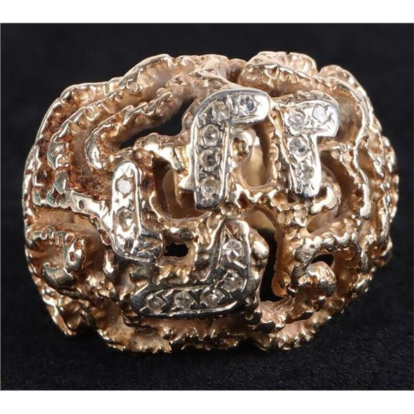 14K YELLOW GOLD DIAMOND NUGGET STYLE MENS RING