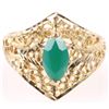 Image 1 : 14K YELLOW GOLD MARQUISE EMERALD LADIES RING