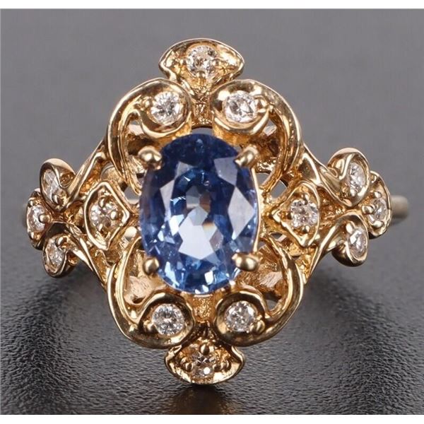 SAPPHIRE & DIAMOND 14K YELLOW GOLD LADIES RING