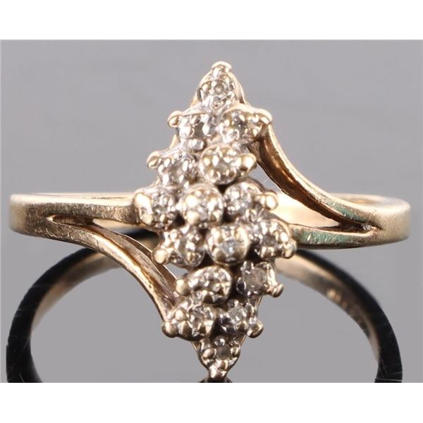 10K YELLOW GOLD CLUSTER DIAMOND LADIES RING