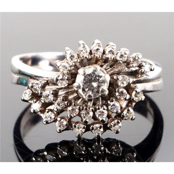 14K WHITE GOLD NATURAL DIAMOND LADIES RING