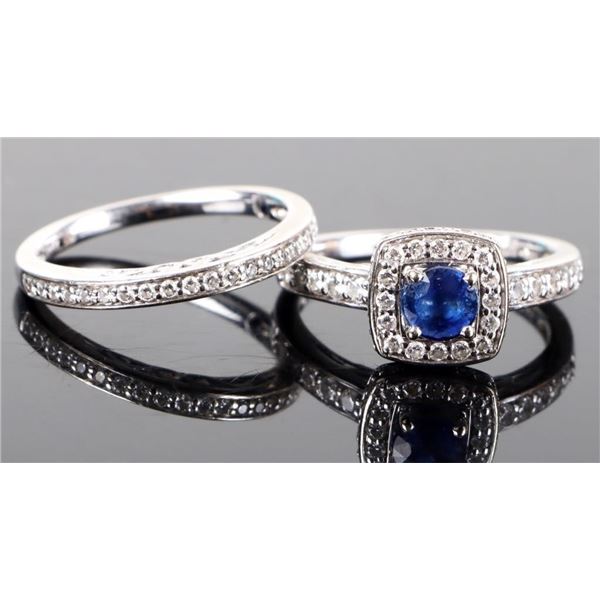 14K DIAMOND & SAPPHIRE ENGAGEMENT RING SET