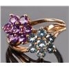 Image 1 : 10K YELLOW GOLD TOPAZ & AMETHYST LADIES RING
