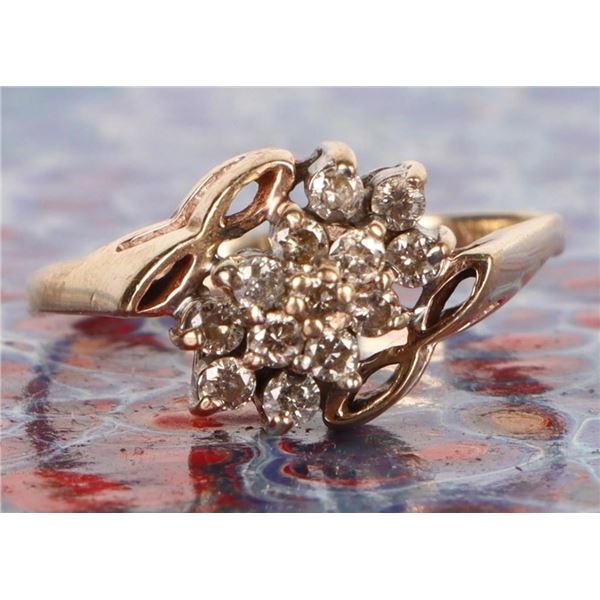 10K YELLOW GOLD 0.39CTW DIAMOND CLUSTER  RING