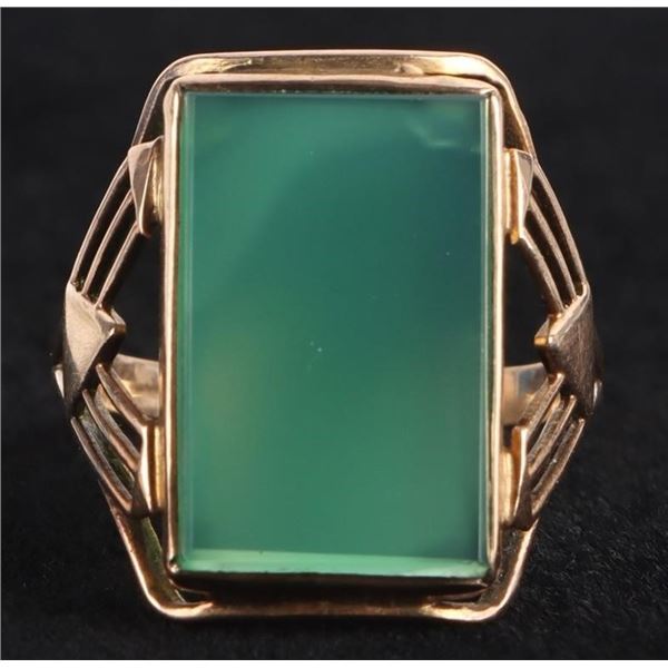 EMERALD PANEL 10K YELLOW GOLD LADIES RING