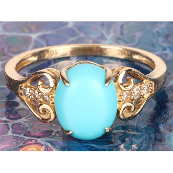 SLEEPING BEAUTY TURQUOISE DIAMOND 10K GOLD RING