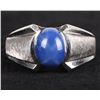 Image 2 : 2.0CT STAR SAPPHIRE 10K WHITE GOLD UNISEX RING
