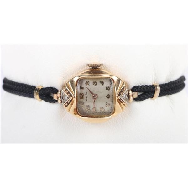 14K YELLOW GOLD DIAMOND ANTIQUE AVALON WATCH