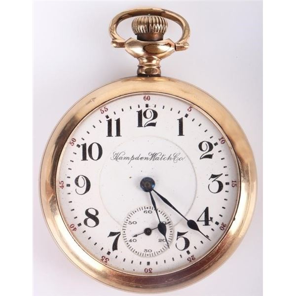 VINTAGE HAMPDEN 16S 21J 970 GOLD FILL POCKETWATCH