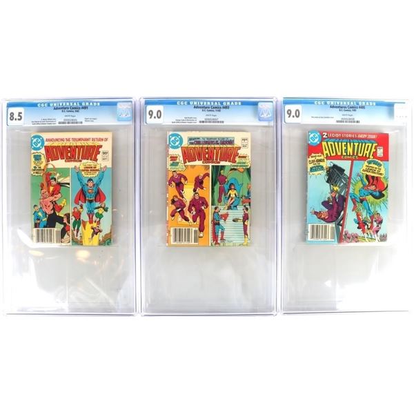 ADVENTURE COMICS #491, 493, & 495 CGC GRADE COMICS