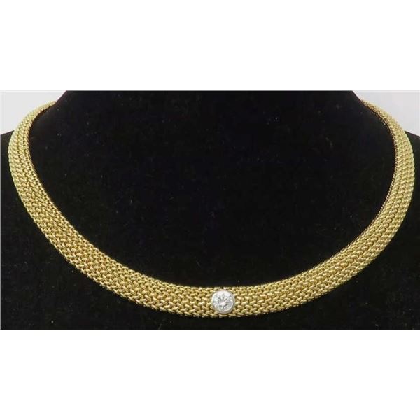 TIFFANY & CO 18K GOLD NATURAL  DIAMOND MESH CHOKER