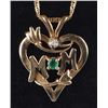 Image 1 : 14K YELLOW GOLD EMERALD DIAMOND LADIES NECKALCE