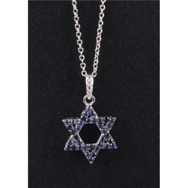 EFFY NOVELTY 14K SAPPHIRE STAR OF DAVID NECKLACE
