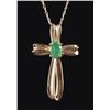 Image 1 : 10K YELLOW GOLD EMERALD CROSS LADIES NECKLACE