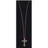 Image 2 : 10K YELLOW GOLD EMERALD CROSS LADIES NECKLACE