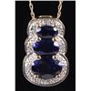 Image 1 : 10K YELLOW GOLD BLUE SAPPHIRE DIAMOND NECKLACE