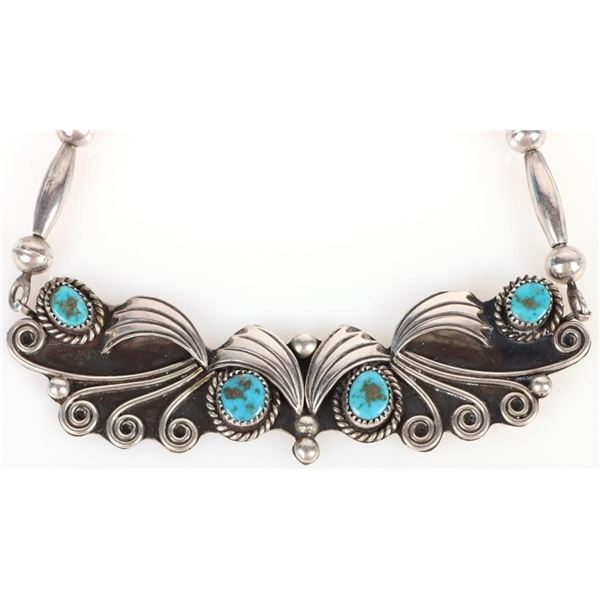 STERLING SILVER SOUTHWEST-STYLE TURQUOISE NECKLACE