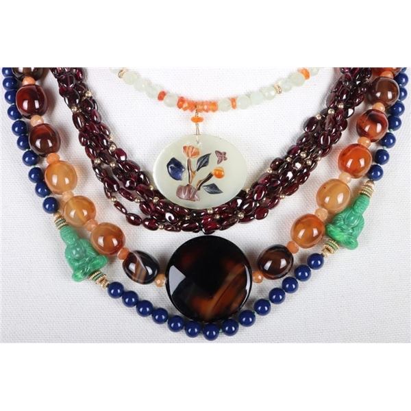 ASSORTED GEMSTONE BEADED NECKLACES LOT OF 4