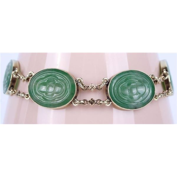 14K YELLOW GOLD JADE LADIES BRACELET