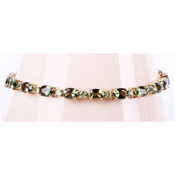 10K YELLOW GOLD GREEN CITRINE LADIES BRACELET