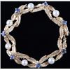 Image 1 : VINTAGE 14K YELLOW GOLD PEARL SAPPHIRE BROOCH