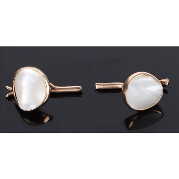 14K YELLOW GOLD MOP PAIR OF MEN'S CUFFLINKS