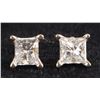 Image 1 : 0.47CTW SI1-2 PRINCESS DIAMOND 14K GOLD EARRINGS
