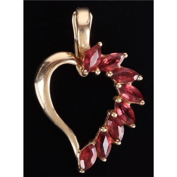 14K YELLOW GOLD PINK GLASS LADIES PENDANT