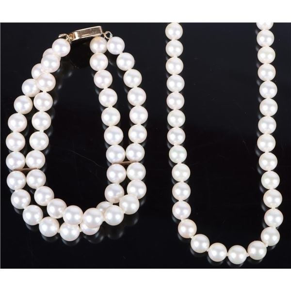 MIKIMOTO 14K/18K GOLD PEARL NECKLACE & BRACELET
