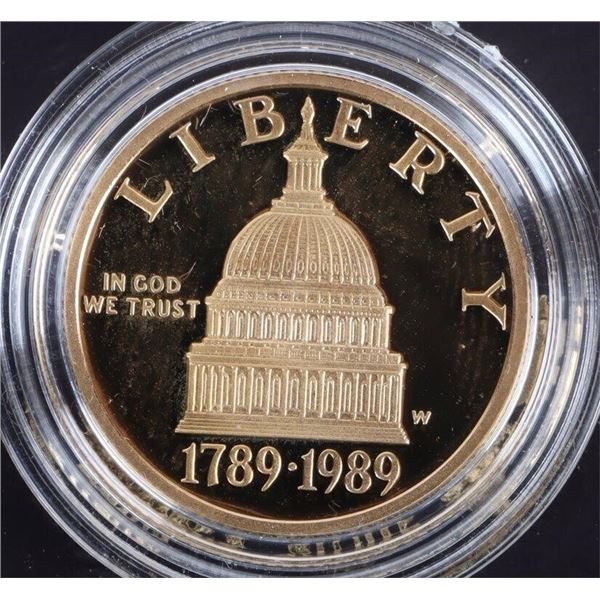 90% GOLD 1989 W PROOF CONGRESSIONAL $5 COIN W/ COA