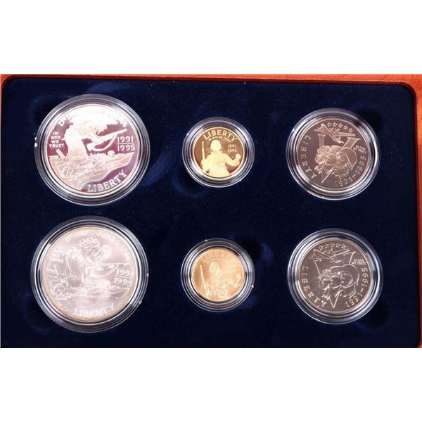1991-95 WWII 50TH ANNIVERSARY 6-COIN PROOF SET