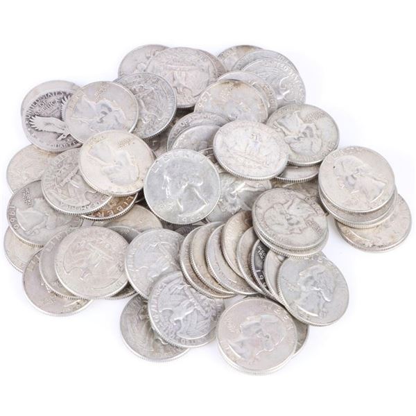 ASSORTED 90% SILVER WASHINGTON QUARTERS - (62)
