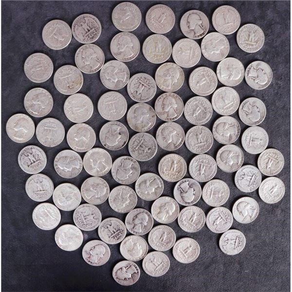 ASSORTED 90% SILVER WASHINGTON QUARTERS - (68)