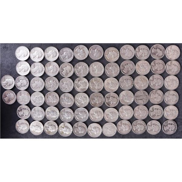 ASSORTED 90% SILVER WASHINGTON QUARTERS - (68)