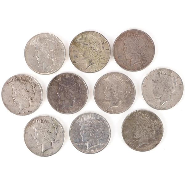 90% SILVER LIBERTY PEACE DOLLARS - (10)