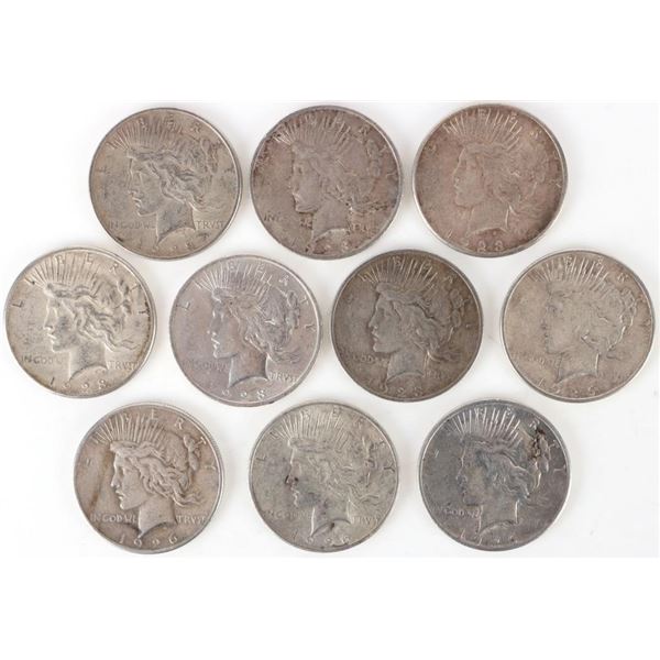 90% SILVER LIBERTY PEACE DOLLARS - (10)