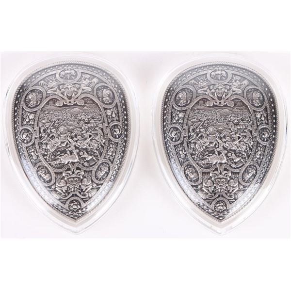 FINE SILVER 1/2 OZ SHIELD OF HENRY II FRANCE - (2)