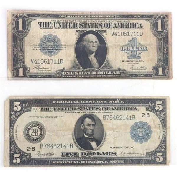 TWO VINTAGE SILVER CERTIFICATE U.S. BANKNOTES